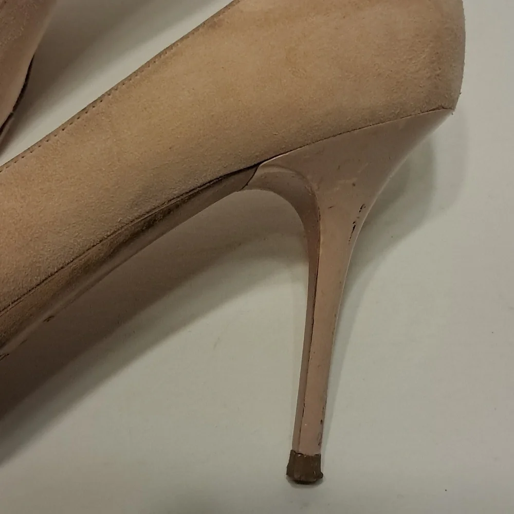 Jimmy Choo Nude Suede Pointed-Toe Pumps